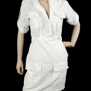 Stella McCartney white linen blend safari dress